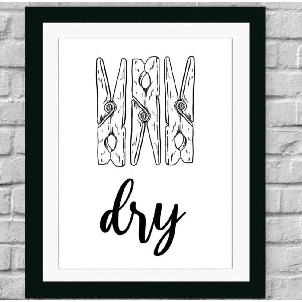 Laundry Room Signs(Set of 4 framed-11x9Inches) Wall Art Decor Prints